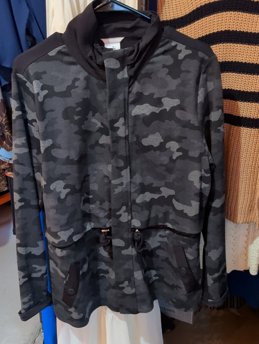 CAbi Womens's Camouflage Field Jacket in Black and Gray
